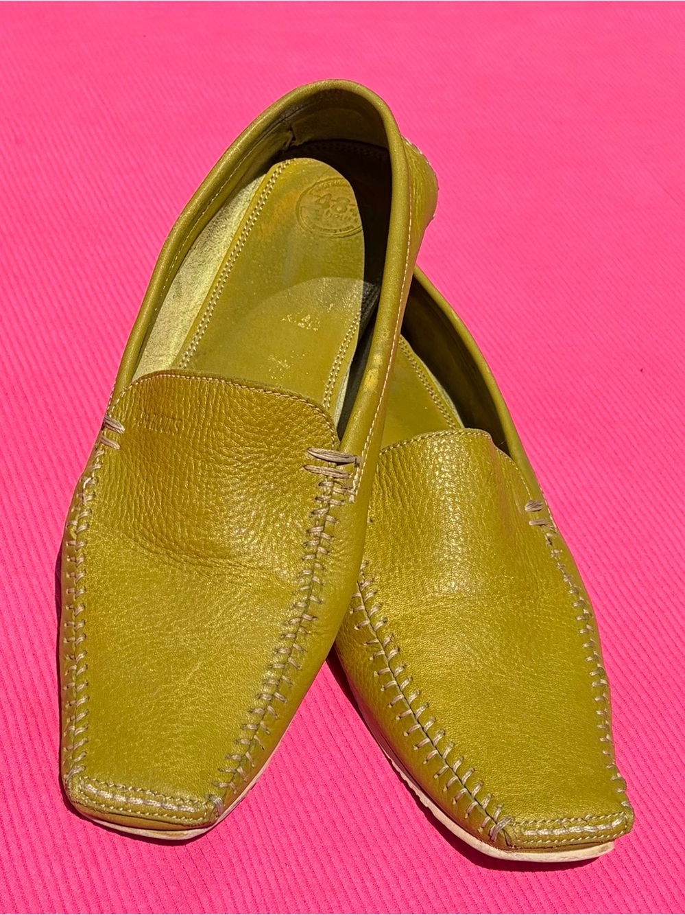 48 Hours Pistachio Green Nappa Leather Loafers - Size 8